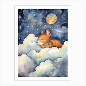 Baby Squirrel 2 Sleeping In The Clouds Art Print