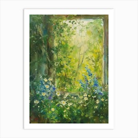 Bluebell Flowers On A Cottage Window 2 Art Print