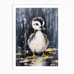 Duckling Grey Black & Yellow Gouache Painting Inspired 3 Art Print