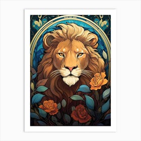 Lion Art Painting  Art Nouveau 2 Art Print