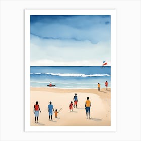 People On The Beach Painting (62) Art Print