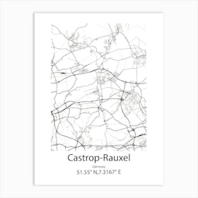 Castrop Rauxel,Germany Minimalist Map Art Print