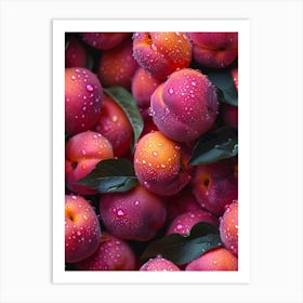 Peaches With Water Droplets Art Print