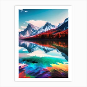 Colorful Mountains Reflected In A Lake Art Print