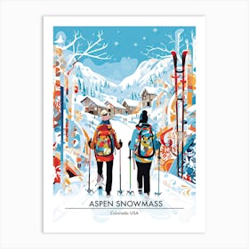 Aspen Snowmass   Colorado Usa, Ski Resort Poster Illustration 2 Art Print