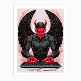 Devil On A Computer 1 Art Print