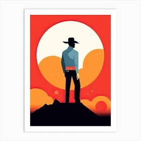 Cowboy Standing On A Hill Art Print