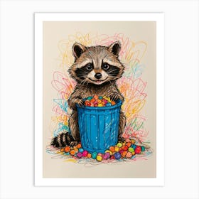 Raccoon With Candy Art Print