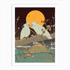 Cockatoo Under Moonlight Art Print