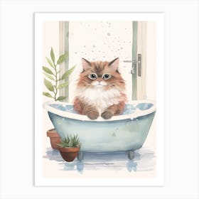 Himalayan Cat In Bathtub Botanical Bathroom 6 Art Print