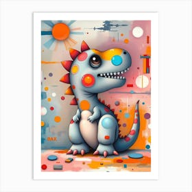 Twinkle T-Rex: A T-Rex Dinosaur With Polka Dots Artwork For Kids Art Print