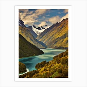 Fiordland National Park New Zealand Vintage Poster Art Print
