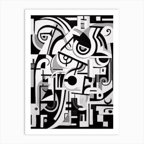 Chaos Abstract Black And White 5 Art Print