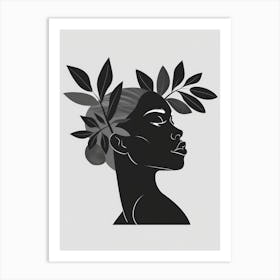 African Woman With Leaves In Her Hair Art Print