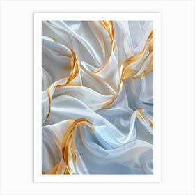 Abstract Gold And White Silk Art Print