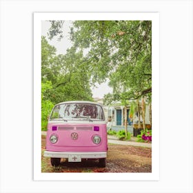 Pink Hippie Van Art Print
