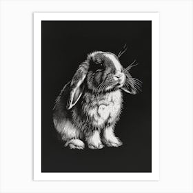 French Lop Blockprint Rabbit Illustration 6 Art Print