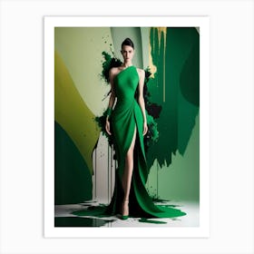 Emerald Green Dress Art Print