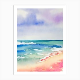 Pink Sands Beach 4, Bahamas Watercolour Art Print