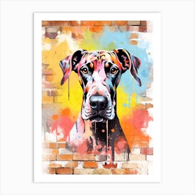 Aesthetic Great Dane Dog Puppy Brick Wall Graffiti Artwork Art Print
