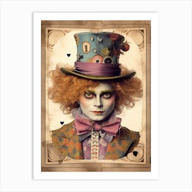 Alice In Wonderland Vintage Playing Card The Mad Hatter Art Print