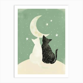 Cats On The Moon Art Print