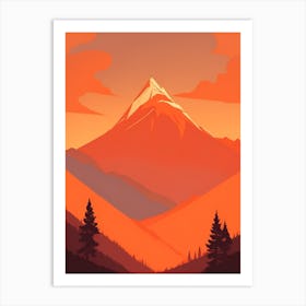 Misty Mountains Vertical Composition In Orange Tone 263 Art Print