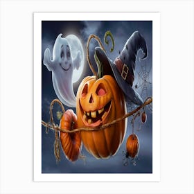 Halloween Pumpkin with hat 5 Art Print