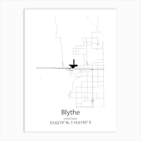 Blythe,United States Minimalist Map 1 Art Print