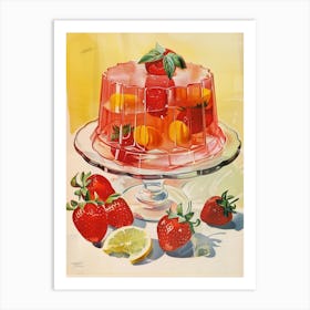 Strawberry Jelly Retro Cookbook Inspired 3 Art Print