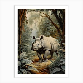 Rhino Exploring The Forest 11 Art Print