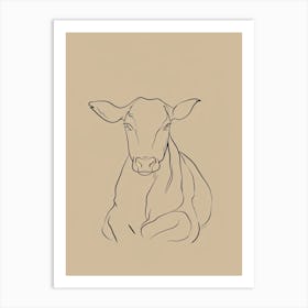 Cow - Boho, Line Art Art Print