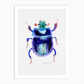 Anoplotrupes stercorosus or earth-boring dung beetle , watercolor artwork Art Print