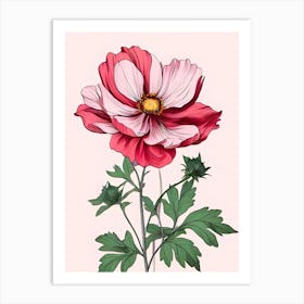 Pink Cosmos Flower Art Print