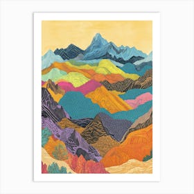 Colourful Mountain Illustration Poster Art Print 26 Art Print