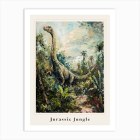Dinosaur In A Leafy Landscape Painting Poster Art Print