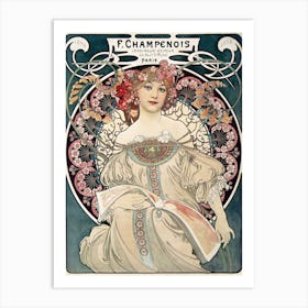 F. Champenois Printer Publisher, by Alphonse Mucha Art Print