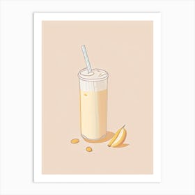 Almond Milkshake Dairy Food Minimal Line Drawing 3 Art Print