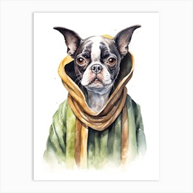 Boston Terrier Dog As A Jedi 3 Art Print