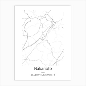 Nakanoto,Japan Minimalist Map Art Print