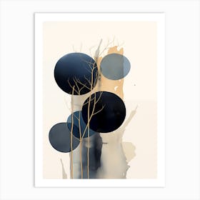 Black, Blue And Gold Abstract Painting 2 Art Print