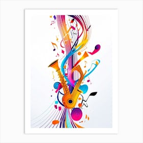 Colorful Music Notes Vector Art Print