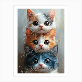 Cute Cats Stacked Together 17 Art Print