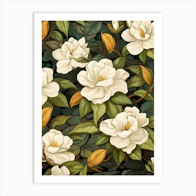 Magnolia Flower Pattern 2 Art Print