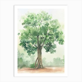 Banyan Tree Atmospheric Watercolour Painting 8 Art Print