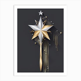 Christmas Star magic wand Vector Illustration Art Print