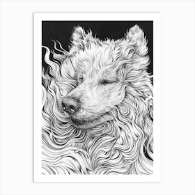 Dog In The Wind Line Sketch 1 Art Print
