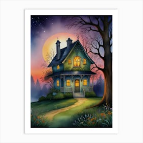 House At Night Art Print