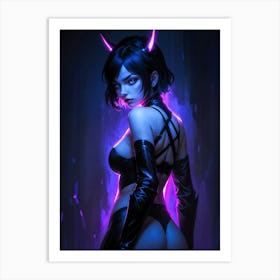 Bad girl with devils ass, demonic allure, and crazy cosplay. Erotic, horny anime fantasy girl with hot boobs, a crazy hentai woman. Art Print