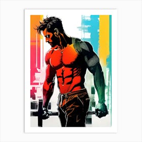 Man Holding A Barbell Art Print